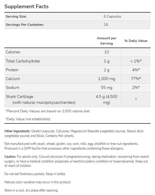 Cartilage de requin 750 mg - 100 capsules