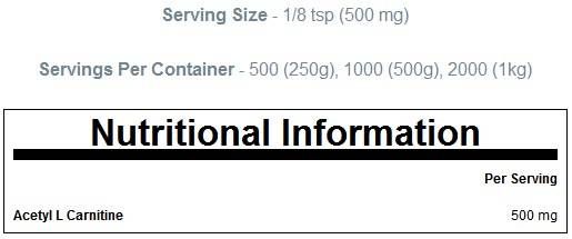Poudre d'acétyl l-carnitine - 250 grammes