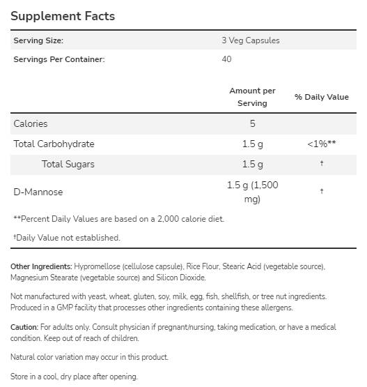 D-mannose 500 mg - 240 capsules