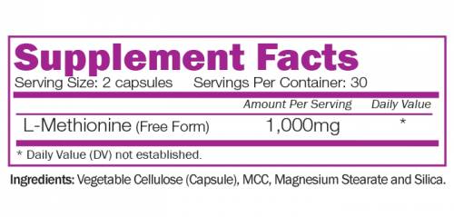 L-méthionine 1000 mg 60 capsules