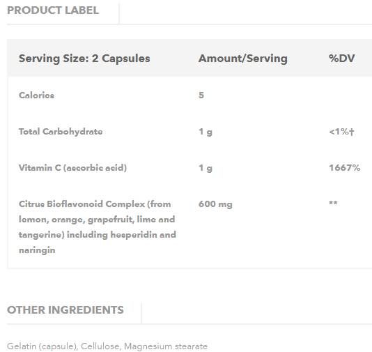 Vitamine C avec des bioflavonoïdes 500 mg - 100 capsules