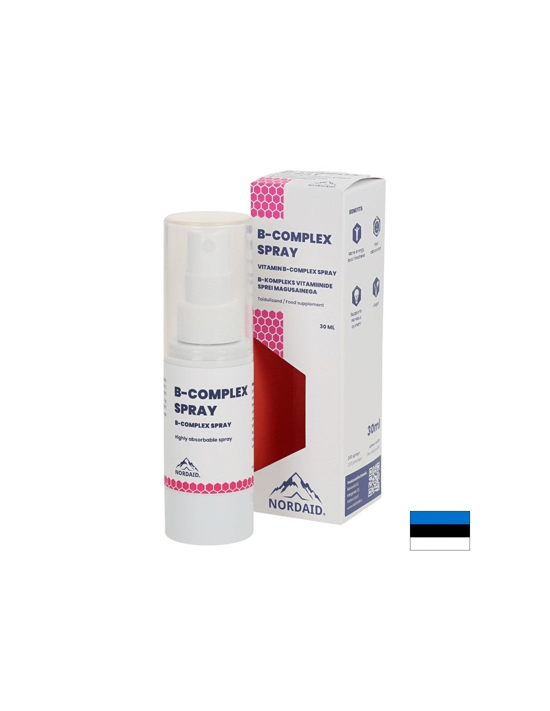 Système nerveux - Spray buccal au complexe de vitamines B au goût de menthe, 30 ml/200 pulvérisations <tc>Nordaid</tc>