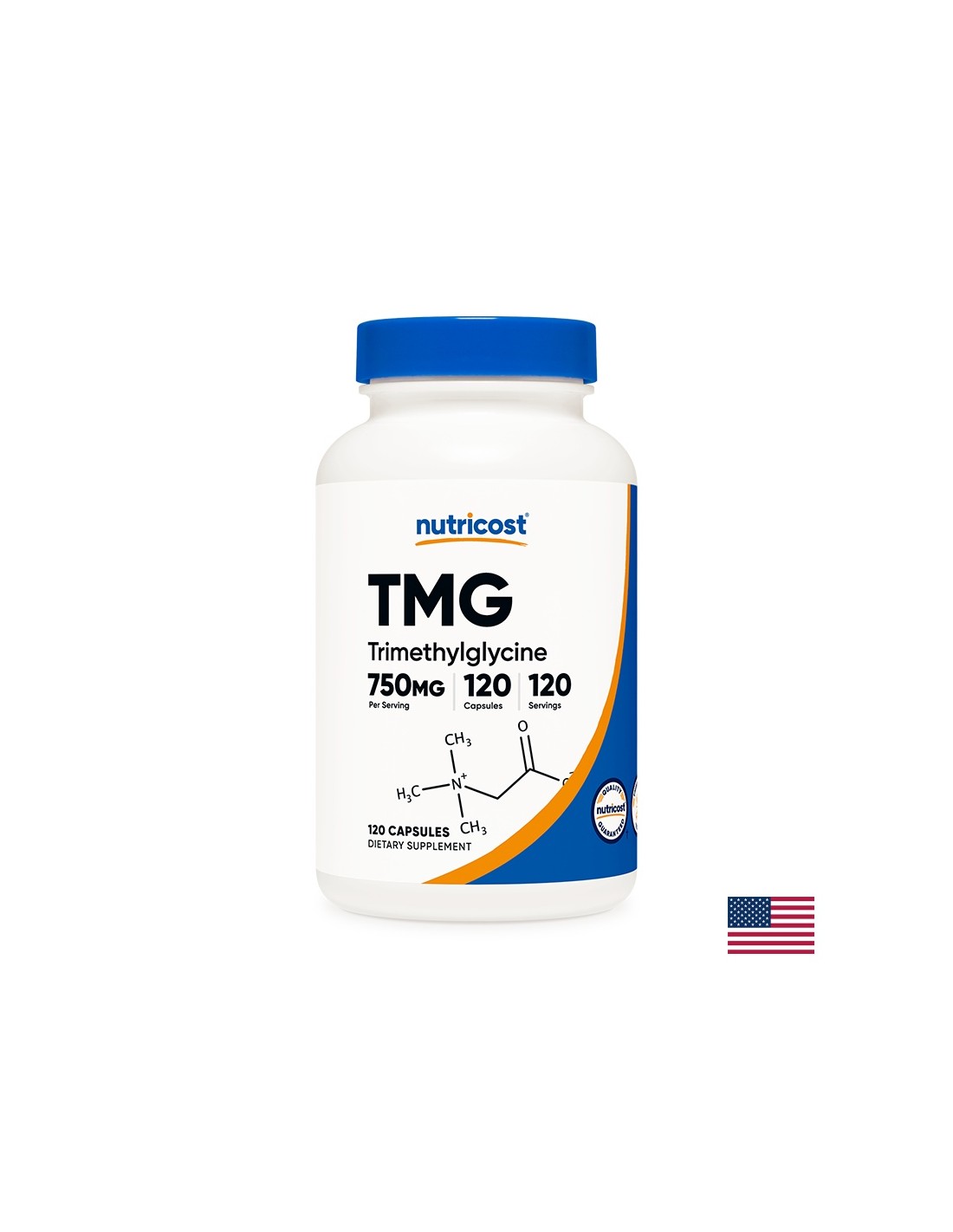 Normalise les niveaux d'homocystéine - TMG Anhydride de bétaïne (triméthylglycine), 750 mg x 120 capsules <tc>Nutricost</tc>