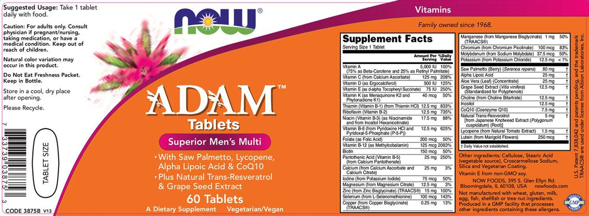 Vitamines pour hommes Adam - 60 comprimés
