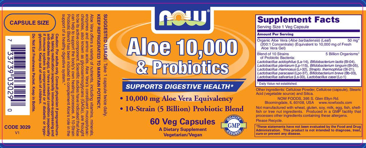 Aloe Vera 10 000 et probiotiques - 60 capsules