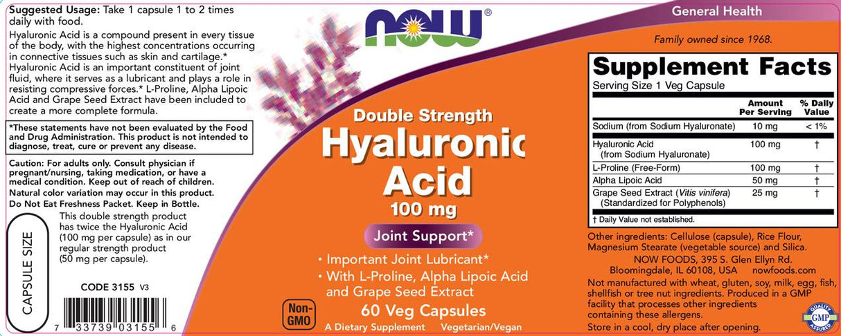Acide hyaluronique 100 mg - 60 capsules
