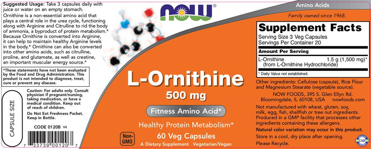 L-Ornithine 500 mg - 60 capsules