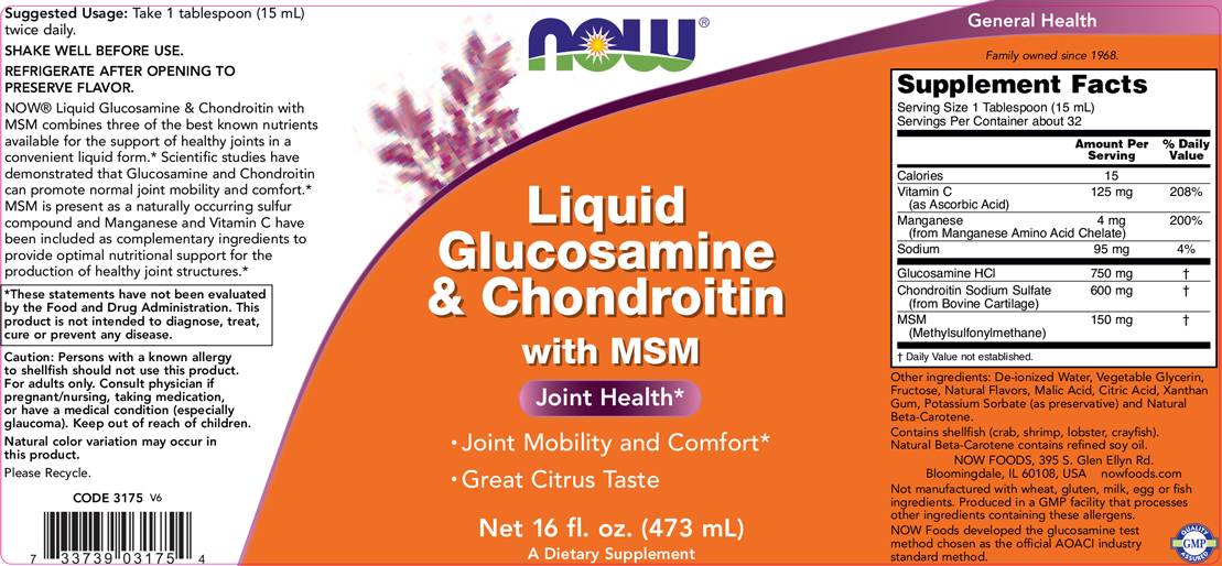 Glucosamine liquide et chondroïtine avec MSM - 473 ml
