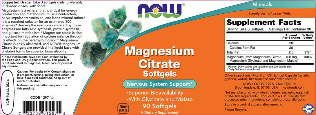Gentes souples de citrate de magnésium - 180 softgels