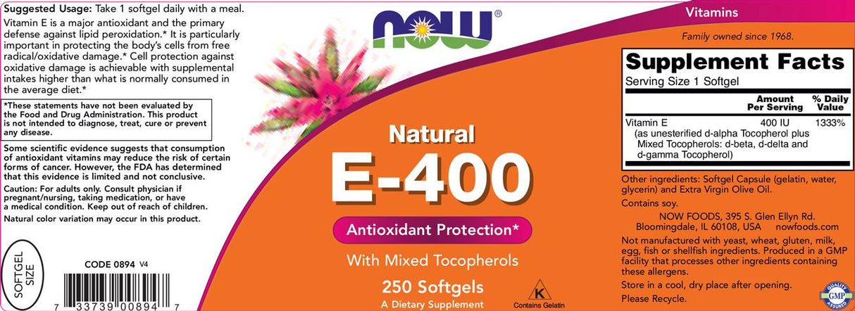 Vitamine E-400 UI MT - 250 capsules de gel