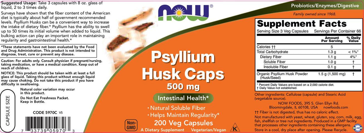 Psyllium Hack Caps 500 mg - 200 capsules