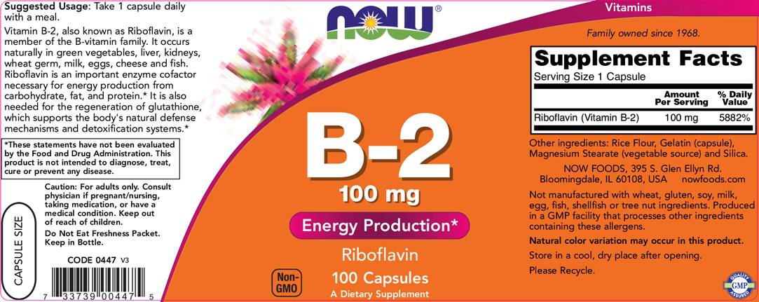Vitamine B-2/riboflavine 100 mg - 100 capsules