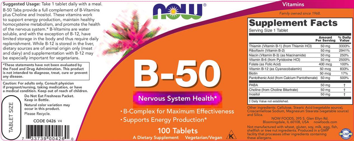 Vitamine B-50 [100 comprimés, 100 doses]
