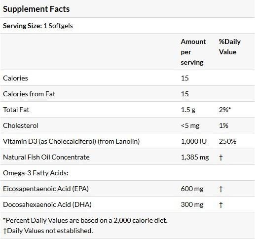 Ultra Omega 3-D avec de la vitamine D-3 - 180 capsules de gel