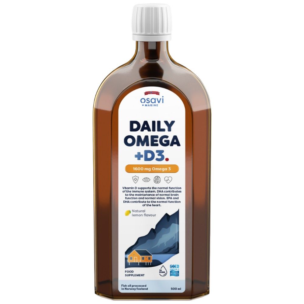 Liquide oméga + D3 quotidien | Aromatisé au citron naturel - 500 ml