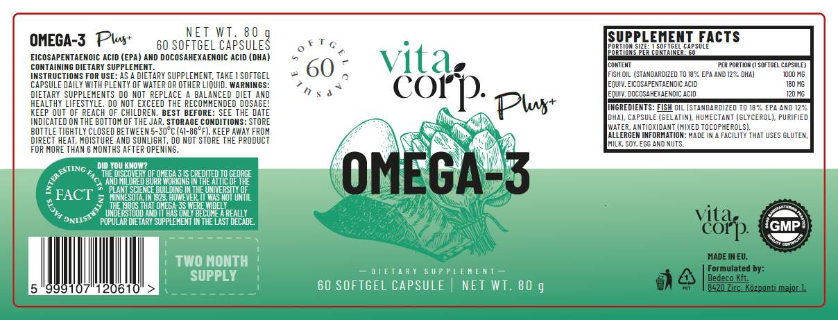 Huile de poisson oméga-3 1000 mg - 60 capsules de gel