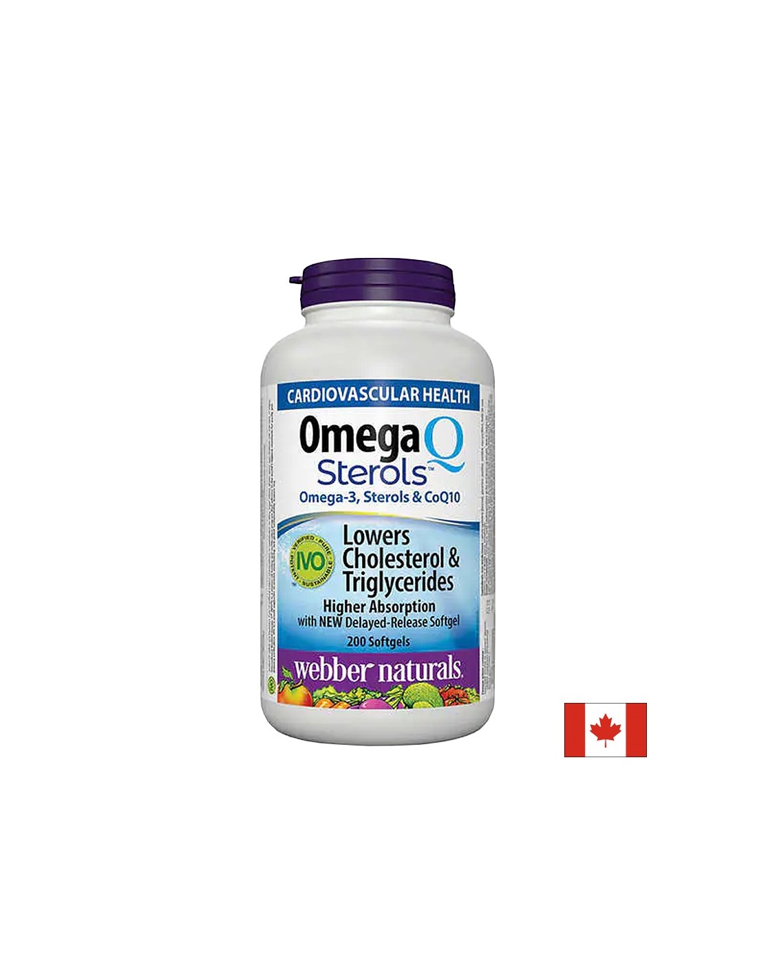 Oméga-3, stérols végétaux et coenzyme Q10 - Omega Q Sterols, 200 capsules de génie soft