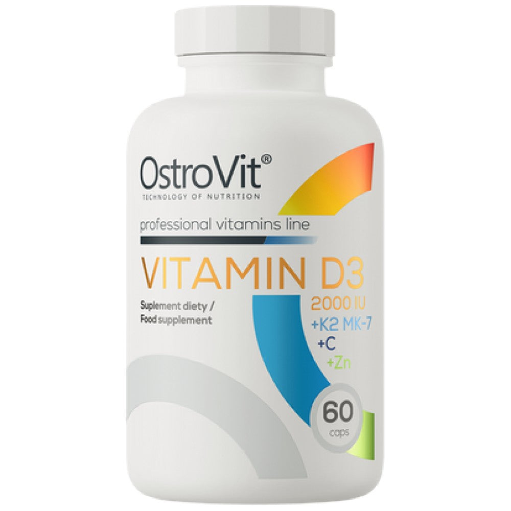 Vitamine D3 2000 + K2 MK-7/+ Vitamine C + Zinc 60 Capsules