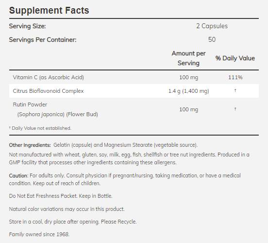 Bioflavonoïdes d'agrumes 700 mg - 100 capsules