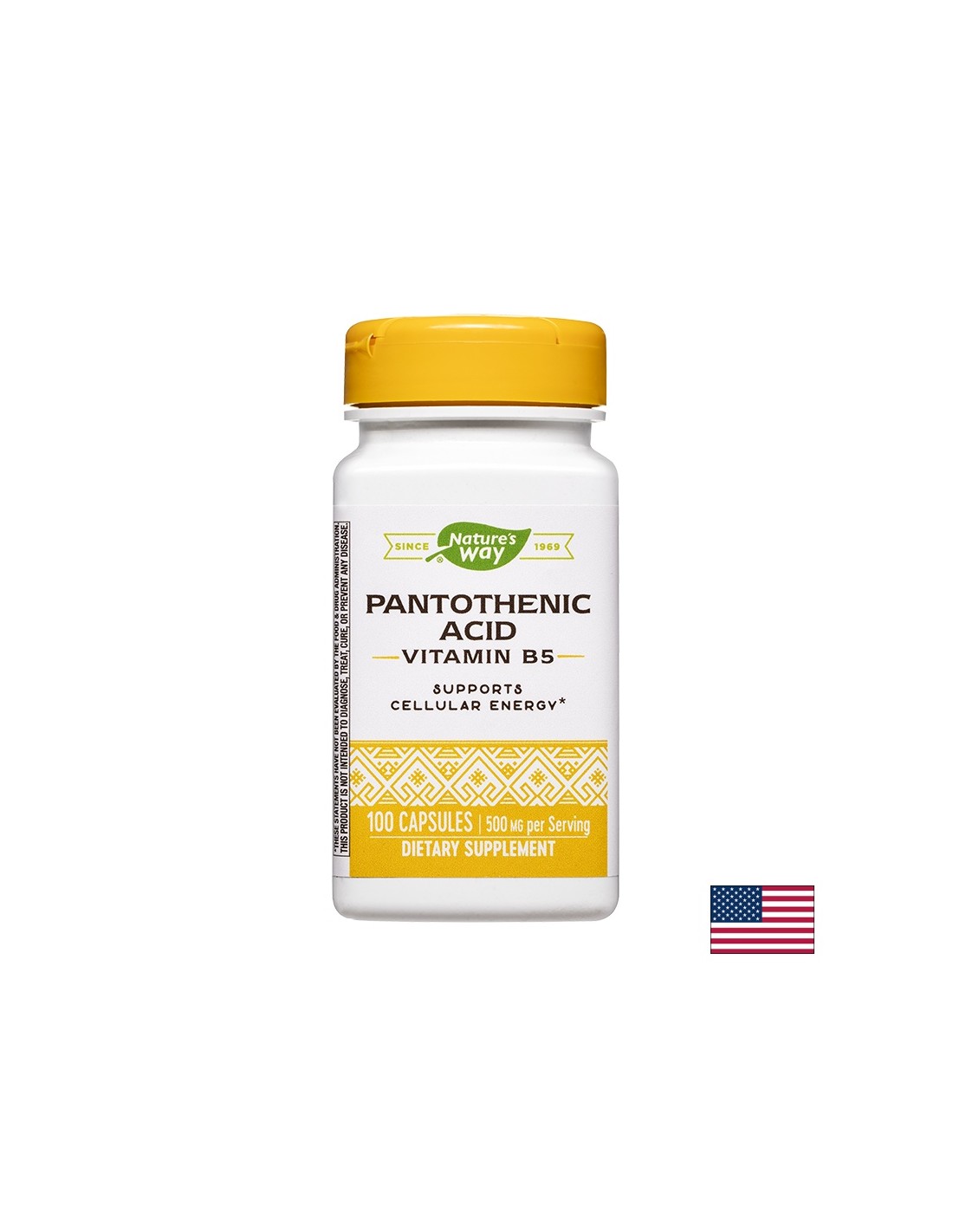 Acide pantothénique (vitamine B5), 100 capsules de la nature
