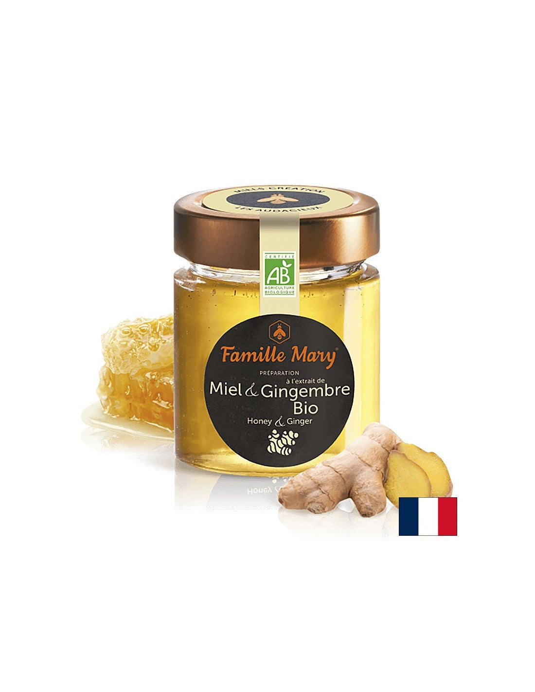 Abeille acacia miel + gingembre bio - Miel gingembre bio, 170 g