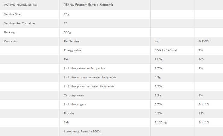 100% beurre d'arachide lisse - 500 grammes