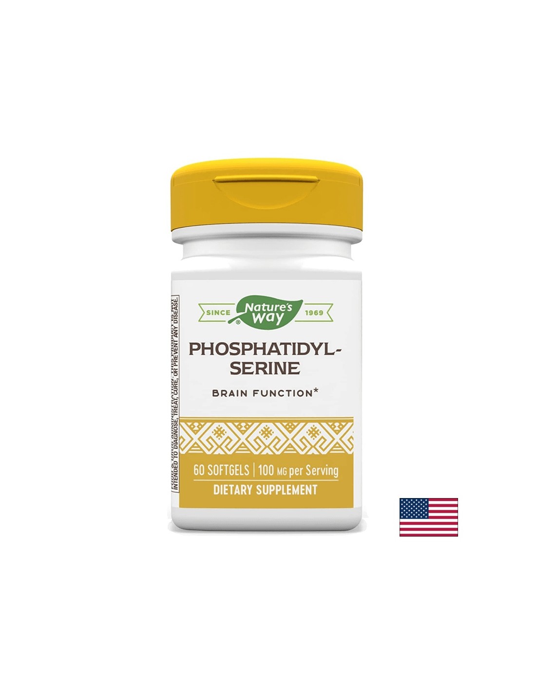 Phosphatidyl-sérine - phosphatidyl-sérine - pour la santé du cerveau - 100 mg, 60 capsules de génie soft