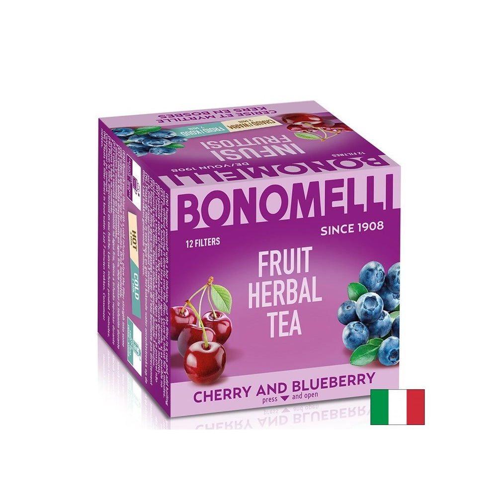 Thé à fruits avec cerise et bleuets - saveur riche et puissance antioxydante, 12 sachets