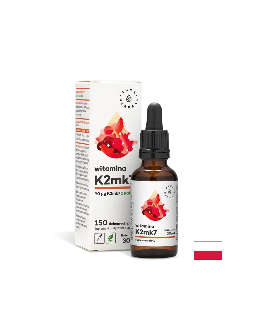 Améliore la densité osseuse - Vitamine K2 (MK7), gouttes de 30 ml <tc>Aura Herbals</tc>