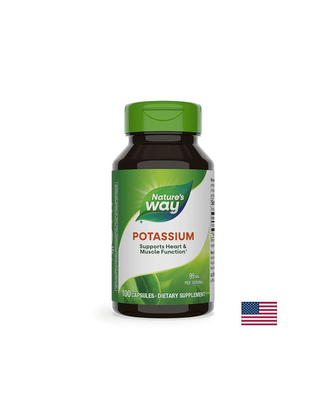 Potassium - Santé pour le système et muscles cardiovasculaires, 99 mg, 100 capsules