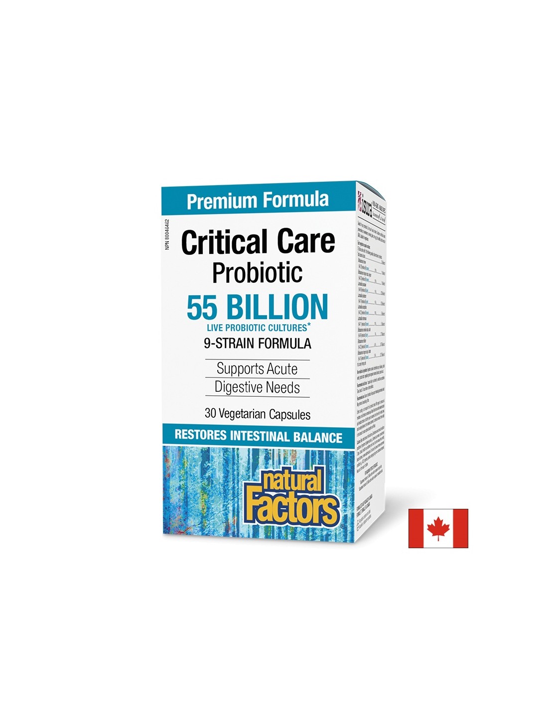 Probiotique - Probiotique pour soins intensifs, 55 milliards de probiotiques actifs, formule à 9 souches, 30 capsules V <tc>Natural Factors</tc>