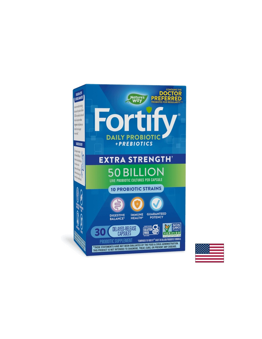 Probiotique + prébiotiques - dose élevée - Fortifier des probiotiques supplémentaires, 50 milliards de probiotiques actifs, 30 capsules