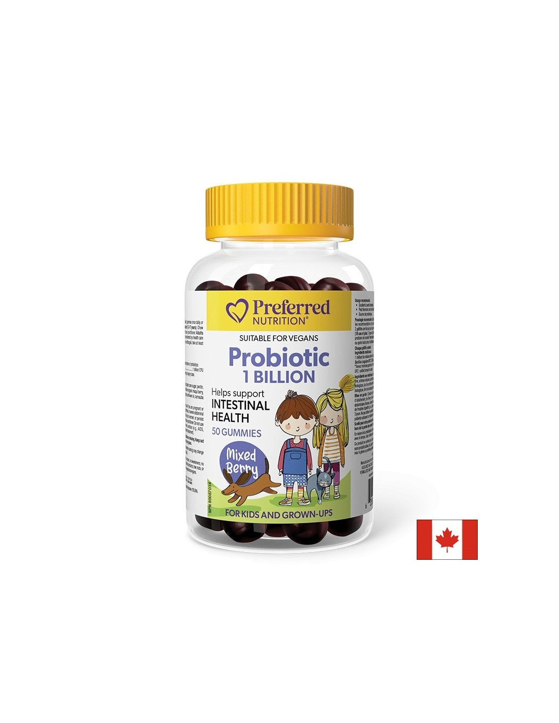 Probiotique pour les enfants et les adolescents, 1 milliard de cultures actives - bonne digestion et immunité, 50 comprimés de gelée à saveur de fruits