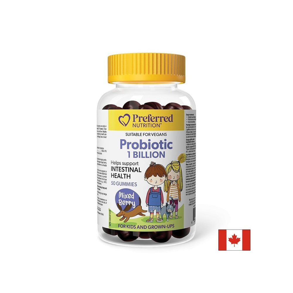 Probiotique pour les enfants et les adolescents, 1 milliard de cultures actives - bonne digestion et immunité, 50 comprimés de gelée à saveur de fruits