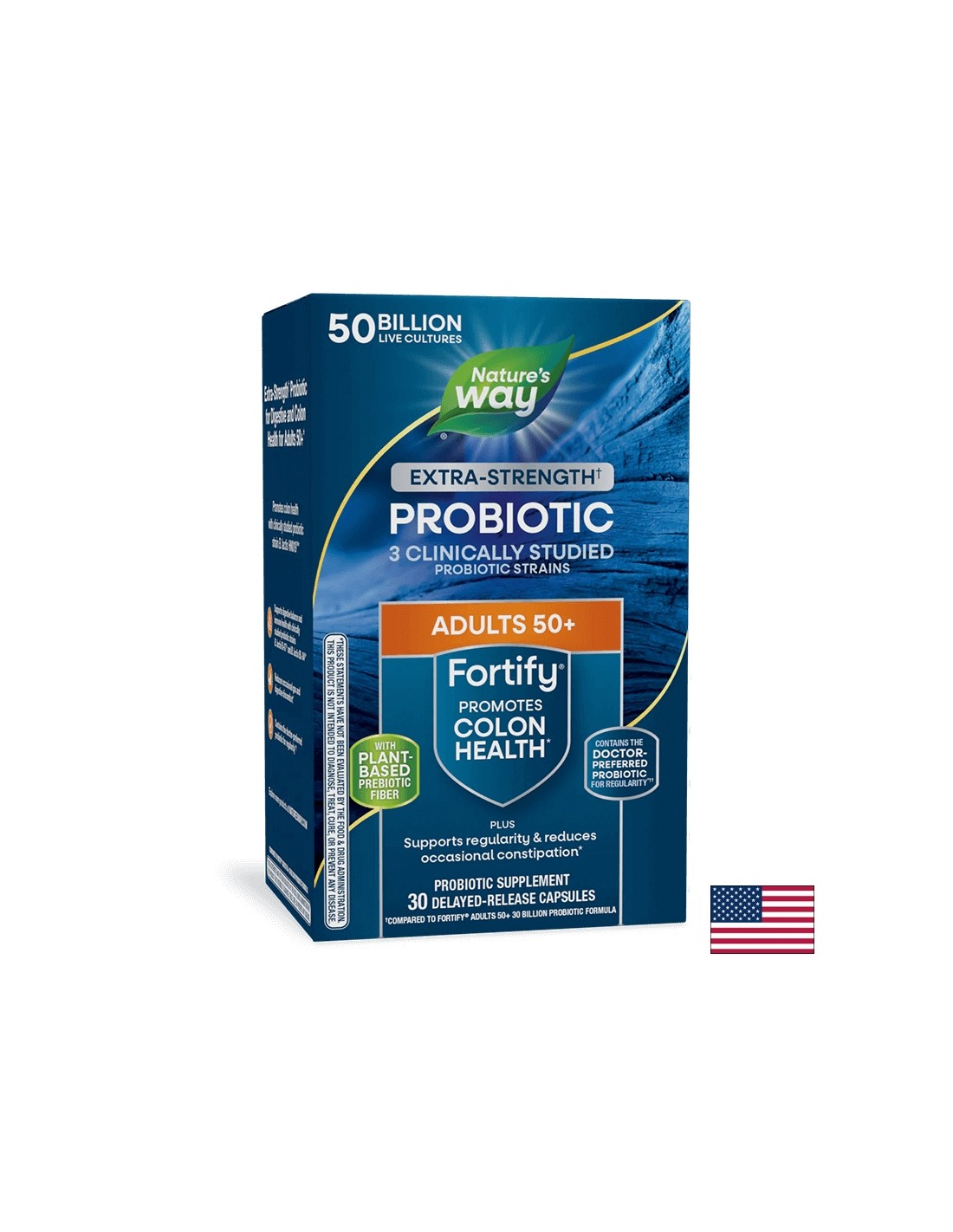 Probiotique + Prébiotiques 50+ Dose élevée - Fortify Age 50+ Probiotic Extra Strength, 50 milliards de probiotiques actifs, 30 capsules
