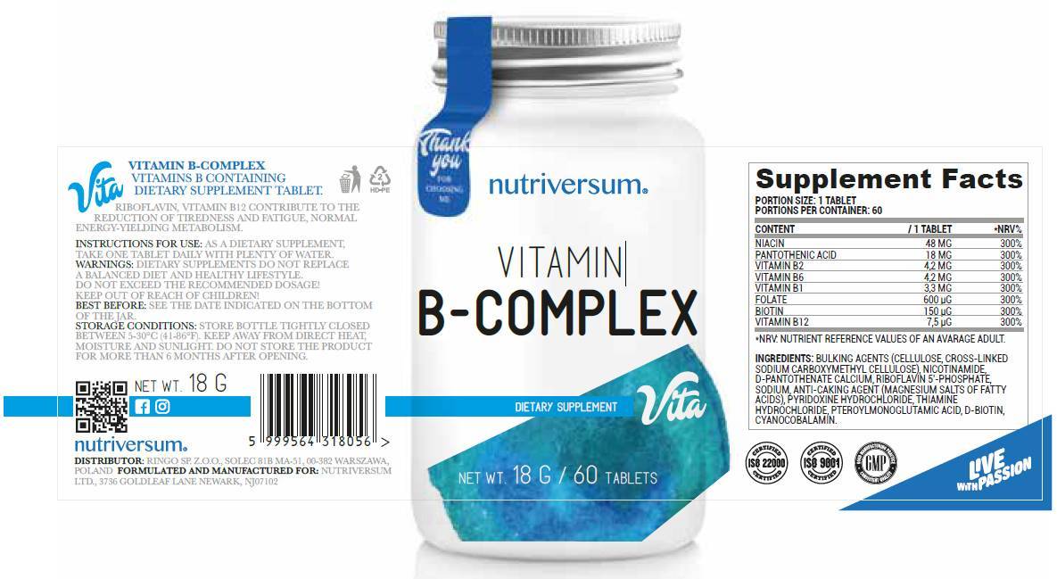 Vitamine B-complexe - 30 comprimés
