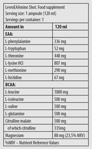 Levro Eaamino Shot | Acides aminés essentiels - 120 ml