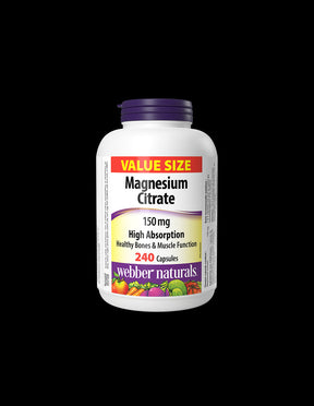 Muscle and nervous system relaxation - Magnesium citrate (with high absorption) 150 mg, 240 capsules - Nutra Best Europe