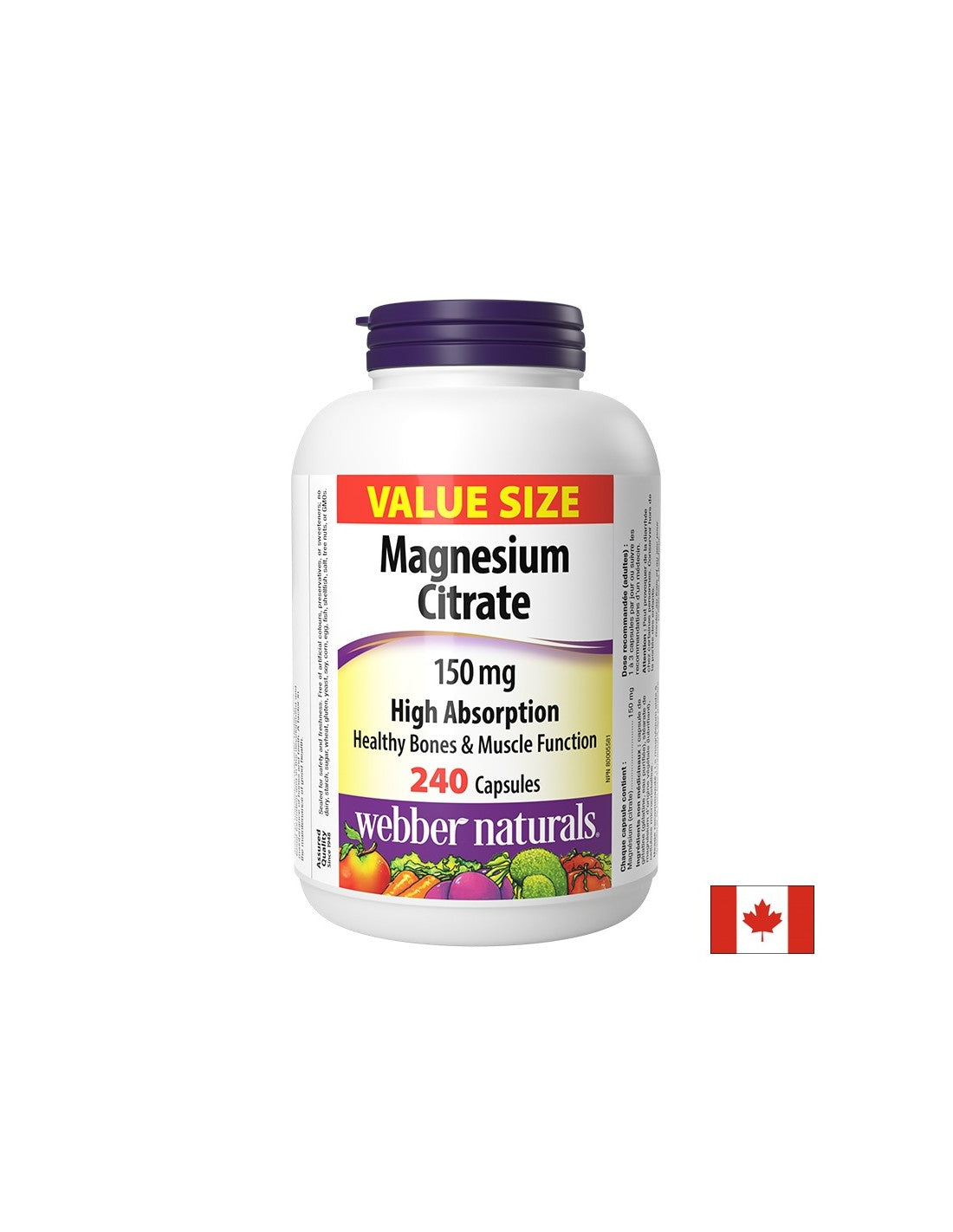 Détente musculaire et du système nerveux - Citrate de magnésium (avec absorption élevée) 150 mg, 240 capsules