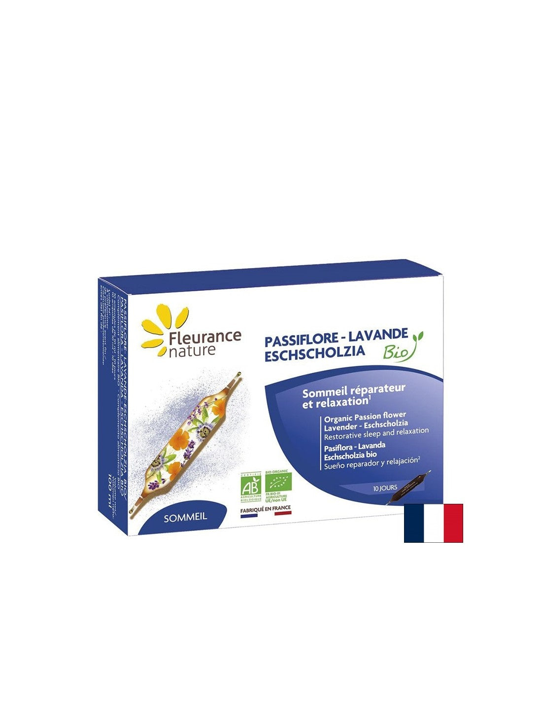 Détente du système nerveux - Passionflower, Lavande, Escholtia Bio, 10 Ampoules Folurance Nature
