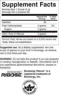 100% de poudre ribose pure 300 grammes