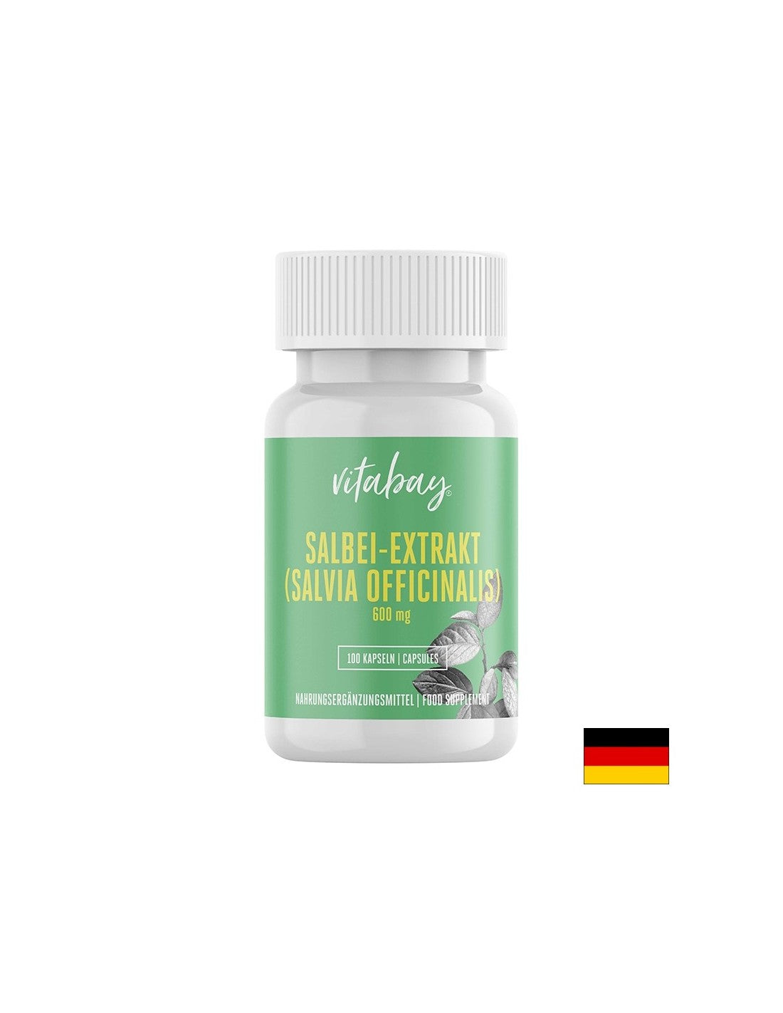 Salbei Extrakt, Feuille de Sauge - Extrait de Sauge 600 mg, 100 gélules <tc>Vitabay</tc>