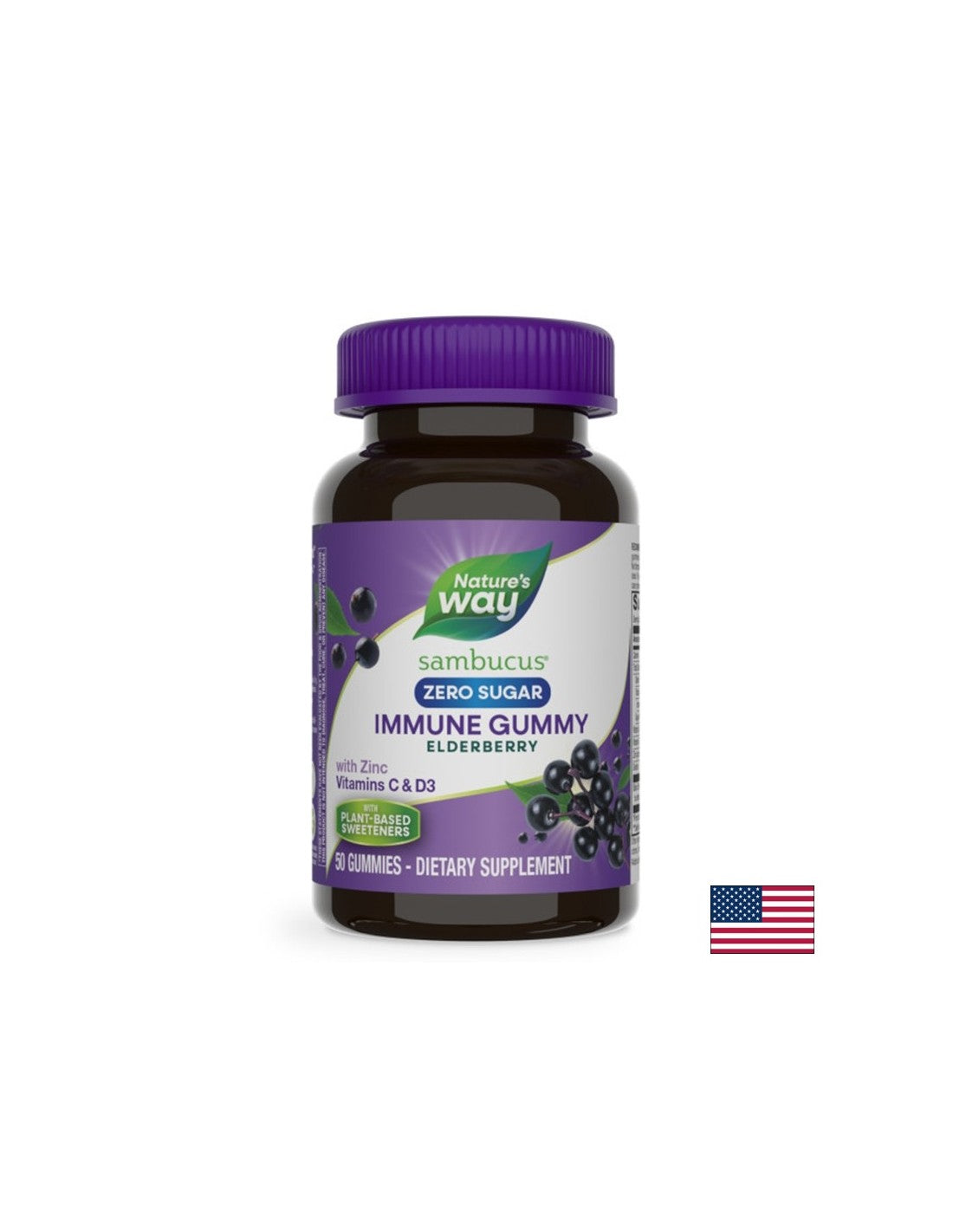 Sambucus Immune gommes (avec vitamine C, D3 et zinc), 50 comprimés de gelée (sans sucre)