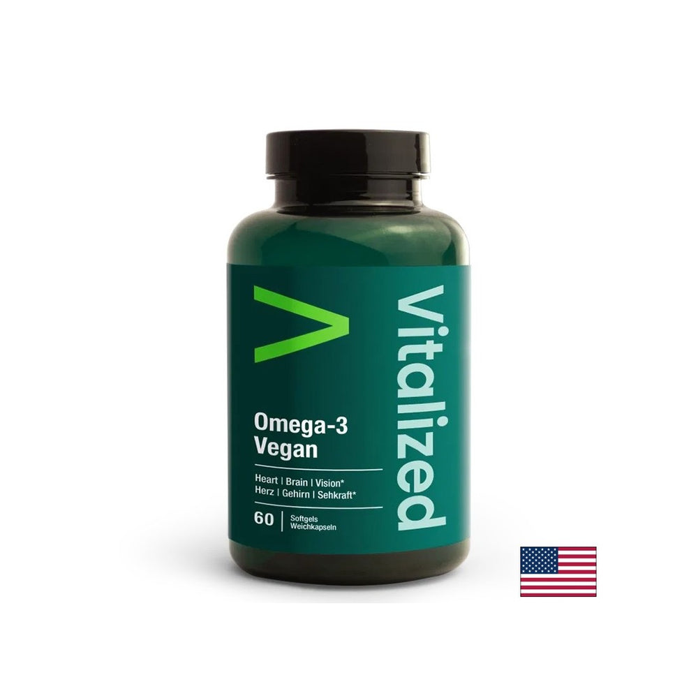 Fonction du cœur et du cerveau - oméga-3 à partir d'algues - végétalien, 60 capsules