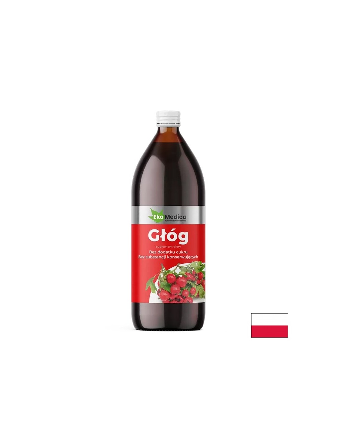 Jus de l'aubépine avec camu camu et vitamine C - Système de cœur et nerveux, 1 litre, 20 ou 40 doses