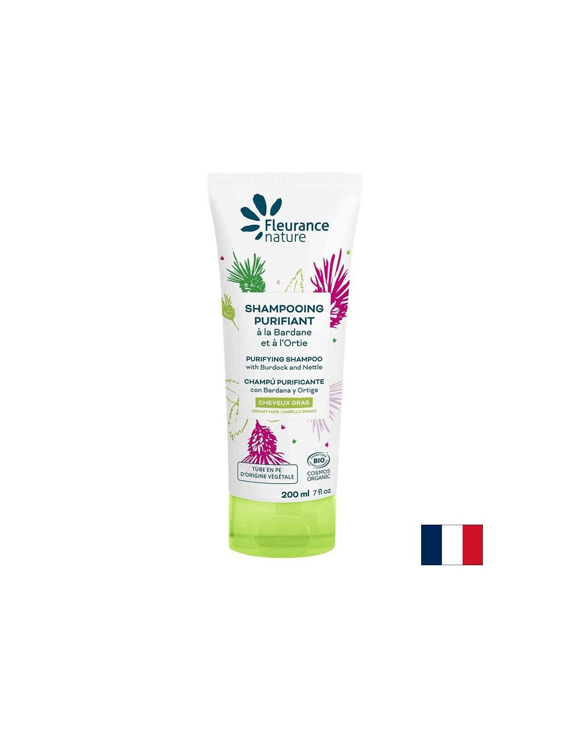 Shampooing avec aloe vera, jujube, bardane, bio de l'ortie, 200 ml de nature floute