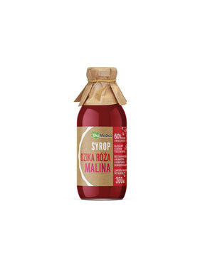 Rosehip and raspberry syrup with natural vitamin C - Immunity and cardiovascular health, 300 ml, 8 or 15 doses - Nutra Best Europe