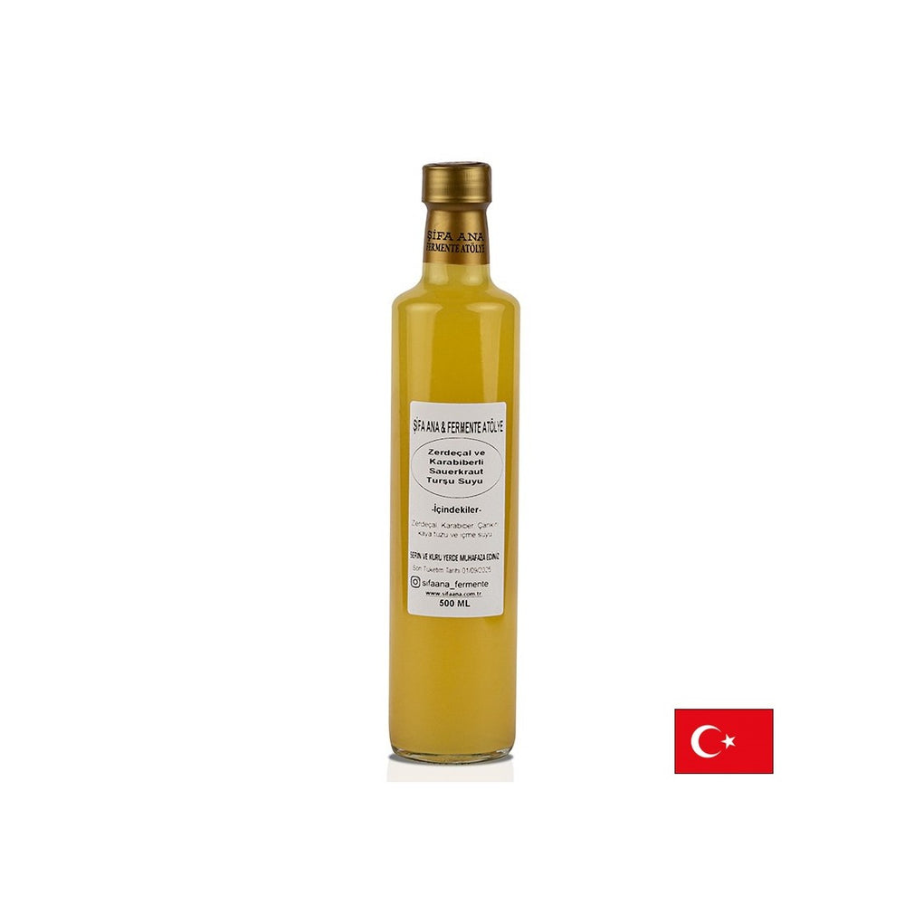 Jus de choucroute probiotique avec curcuma et poivre noir, 500 ml