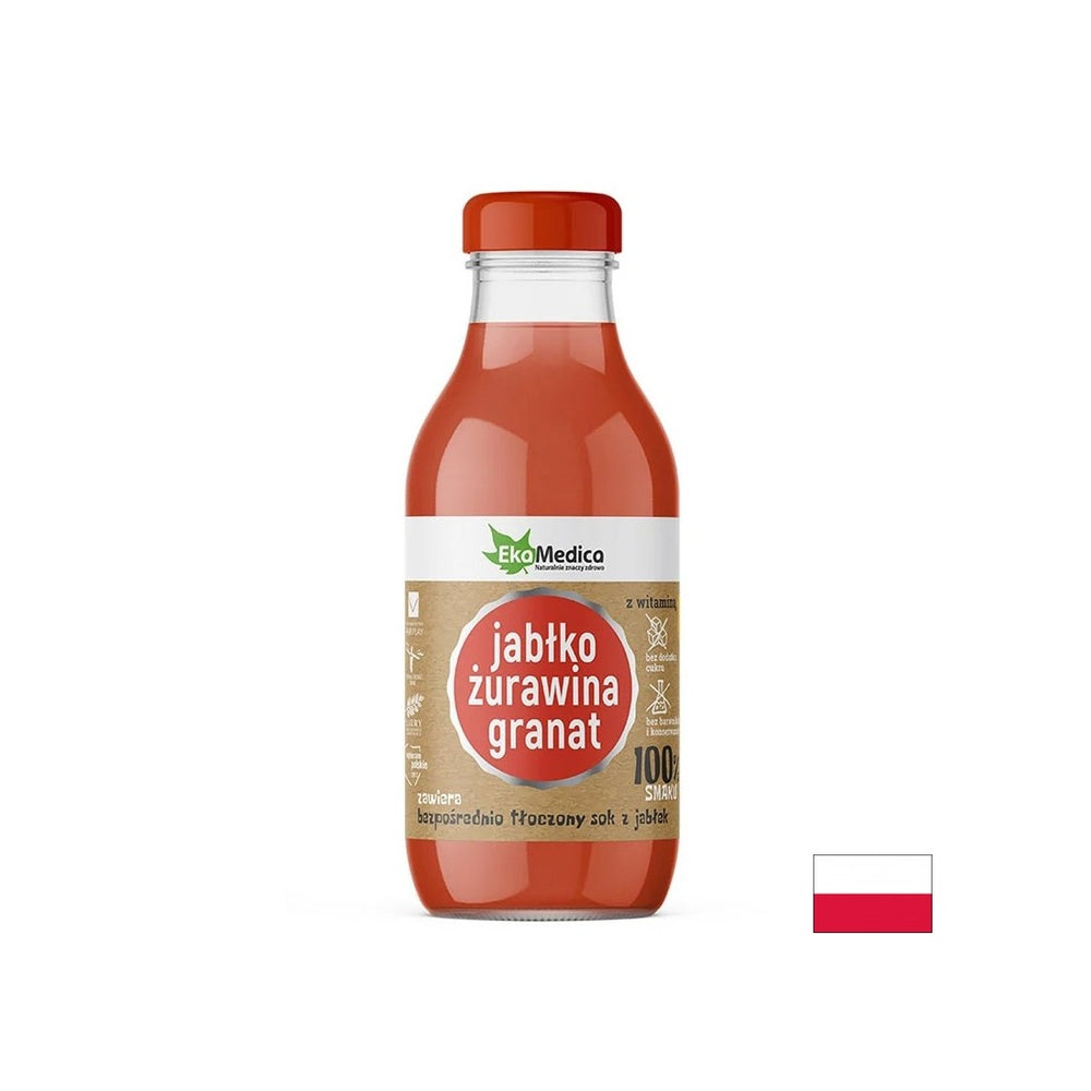 Jus de pomme, de canneberge et de grenade - protection immunitaire et antioxydante, 300 ml