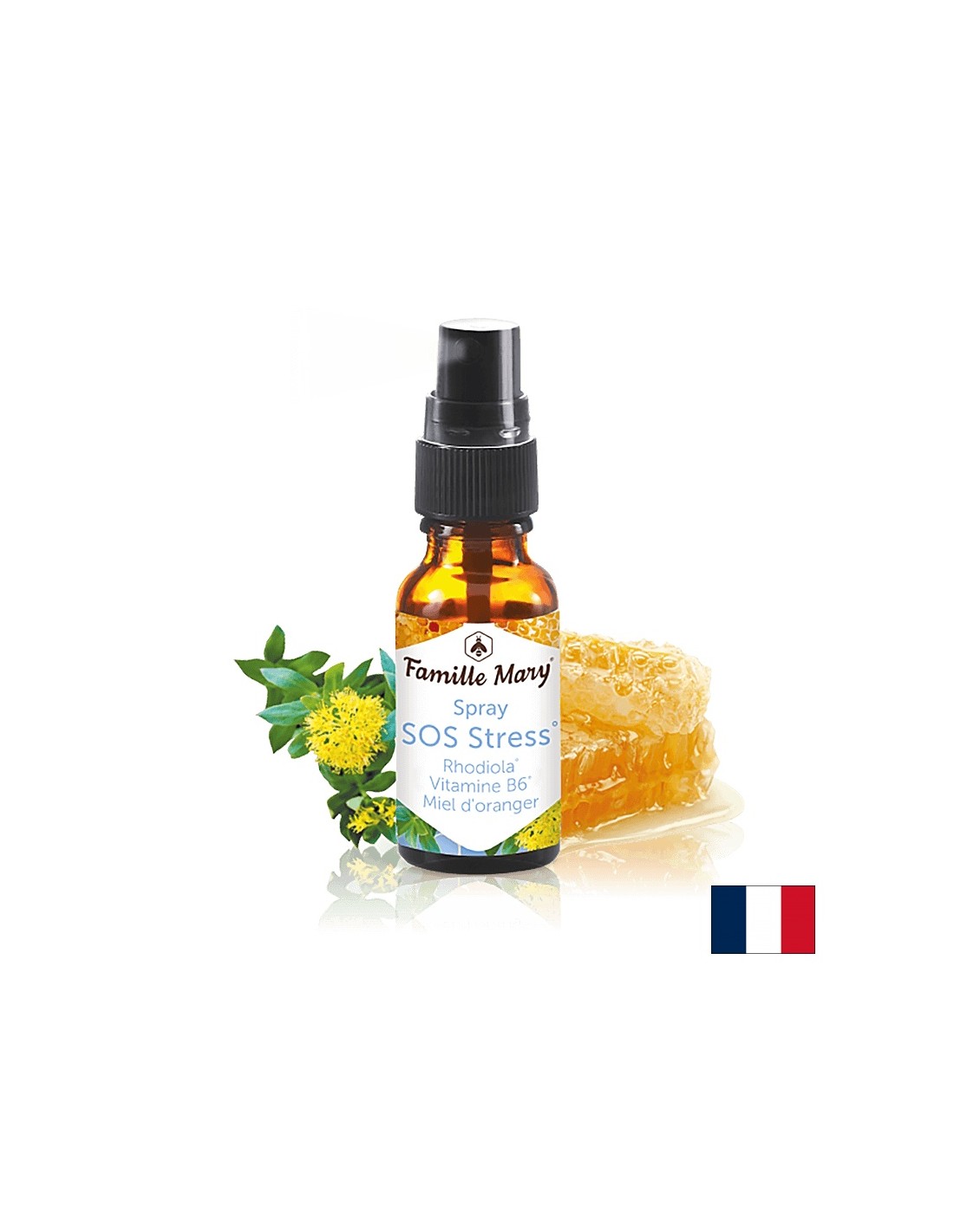 Anti-stress bouth Spray avec racine dorée et vitamine B6 - stress Stress Rhodiola, vitamine B6, Miel d'Orange, 20 ml